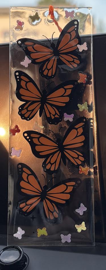 Handmade Butterfly Bookmark | Resin Bookmark with Monarch Butterflies & Tassel | Aesthetic Clear Bookmark Gift for Book Lovers