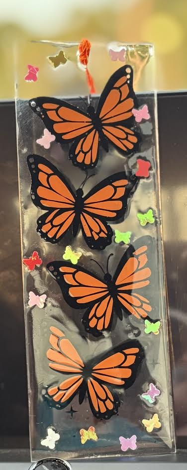Handmade Butterfly Bookmark | Resin Bookmark with Monarch Butterflies & Tassel | Aesthetic Clear Bookmark Gift for Book Lovers