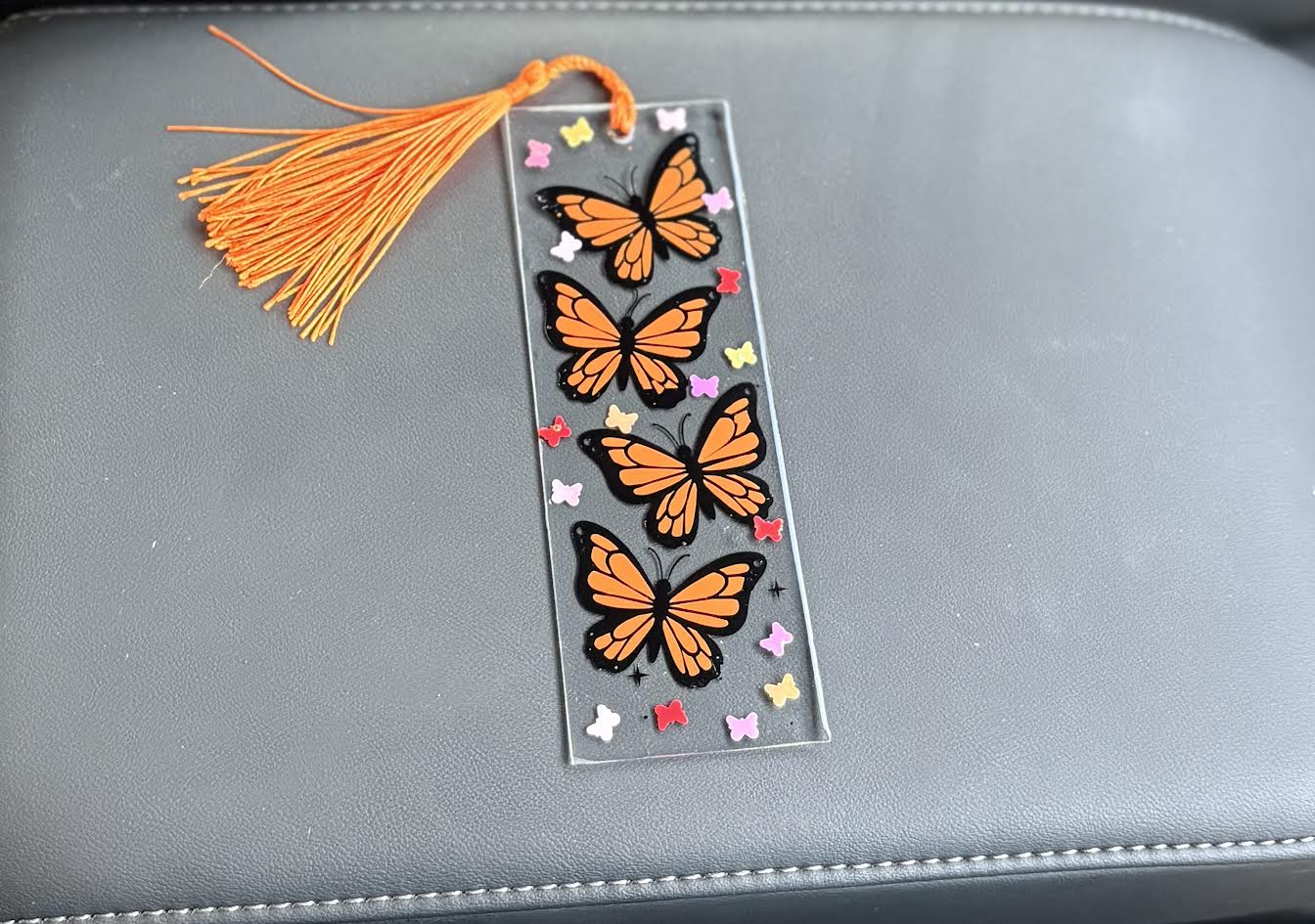 Handmade Butterfly Bookmark | Resin Bookmark with Monarch Butterflies & Tassel | Aesthetic Clear Bookmark Gift for Book Lovers