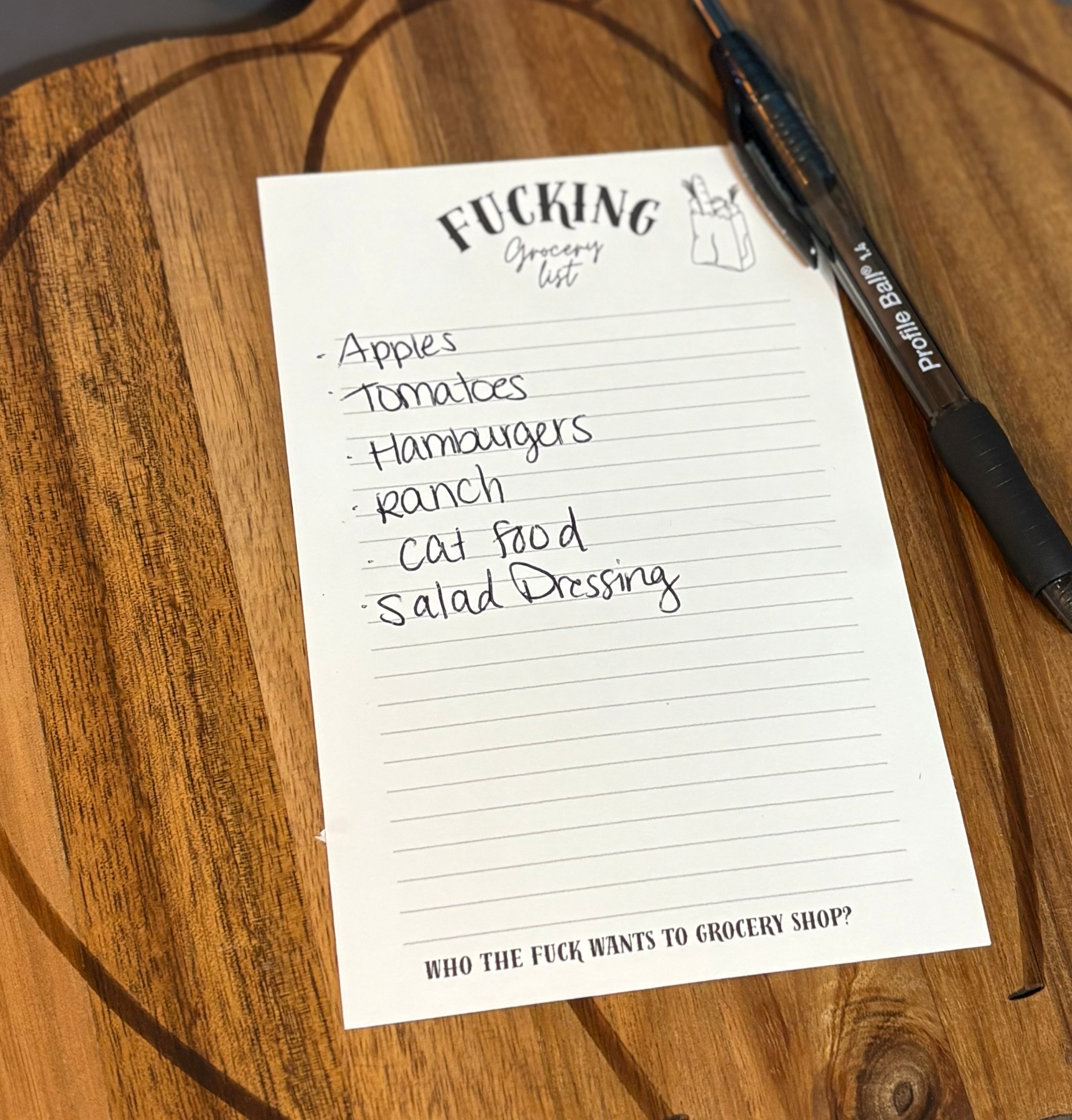 Fucking grocery list
